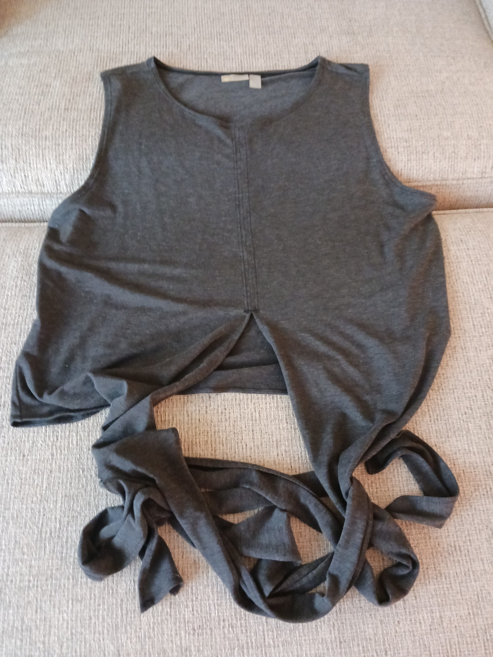 Zella Charcoal Gray Sleeveless Tie-Front Crop Top - Women
